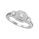 14kt White Gold Women's Round Diamond Solitaire Double Halo Bridal Wedding Engagement Ring 1/2 Cttw - FREE Shipping (US/CAN)-Gold & Diamond Engagement & Anniversary Rings-5-JadeMoghul Inc.