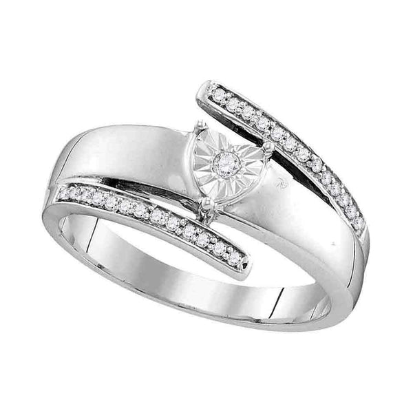 14kt White Gold Womens Round Diamond Solitaire Promise Bridal Ring 1/10 Cttw - FREE Shipping (US/CAN)-Gold & Diamond Promise Rings-5-JadeMoghul Inc.