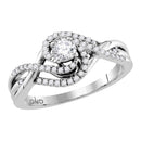 14kt White Gold Women's Round Diamond Solitaire Swirl Crossover Bridal Wedding Engagement Ring 1/2 Cttw - FREE Shipping (US/CAN)-Gold & Diamond Engagement & Anniversary Rings-5-JadeMoghul Inc.