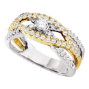 14kt White Gold Women's Round Diamond Solitaire Two-tone Bridal Wedding Engagement Ring 3/4 Cttw - FREE Shipping (US/CAN)-Gold & Diamond Engagement & Anniversary Rings-5-JadeMoghul Inc.