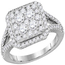 14kt White Gold Women's Round Diamond Square Cluster Bridal Wedding Engagement Ring 1-1/2 Cttw - FREE Shipping (US/CAN)-Gold & Diamond Engagement & Anniversary Rings-6-JadeMoghul Inc.
