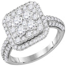 14kt White Gold Women's Round Diamond Square Cluster Bridal Wedding Engagement Ring 1-5/8 Cttw - FREE Shipping (US/CAN)-Gold & Diamond Engagement & Anniversary Rings-11-JadeMoghul Inc.