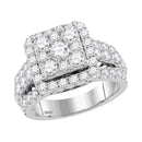 14kt White Gold Women's Round Diamond Square Cluster Bridal Wedding Engagement Ring 3.00 Cttw - FREE Shipping (US/CAN)-Gold & Diamond Engagement & Anniversary Rings-5.5-JadeMoghul Inc.