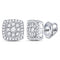 14kt White Gold Womens Round Diamond Square Cluster Earrings 1-4 Cttw-Gold & Diamond Earrings-JadeMoghul Inc.