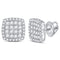 14kt White Gold Womens Round Diamond Square Cluster Earrings 3-4 Cttw-Gold & Diamond Earrings-JadeMoghul Inc.