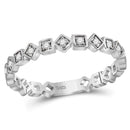 14kt White Gold Womens Round Diamond Squares Stackable Band Ring 1-10 Cttw-Gold & Diamond Rings-JadeMoghul Inc.