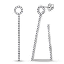 14kt White Gold Womens Round Diamond Trapezoid Geometric Hoop Earrings 3-4 Cttw-Gold & Diamond Earrings-JadeMoghul Inc.