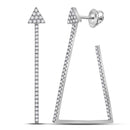 14kt White Gold Womens Round Diamond Trapezoid Geometric Hoop Earrings 3-4 Cttw-Gold & Diamond Earrings-JadeMoghul Inc.