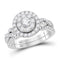 14kt White Gold Womens Round Diamond Twist Bridal Wedding Engagement Ring Band Set 1.00 Cttw-Gold & Diamond Wedding Ring Sets-JadeMoghul Inc.