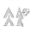 14kt White Gold Womens Round Diamond Vertical Double V Stud Earrings 1-10 Cttw-Gold & Diamond Earrings-JadeMoghul Inc.