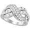 14kt White Gold Women's Round Pave-set Diamond Infinity Crossover Band 1-1/2 Cttw - FREE Shipping (US/CAN)-Gold & Diamond Bands-6-JadeMoghul Inc.
