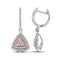 14kt White Gold Womens Round Pink Diamond Triangle Dangle Earrings 1-1-2 Cttw-Gold & Diamond Earrings-JadeMoghul Inc.