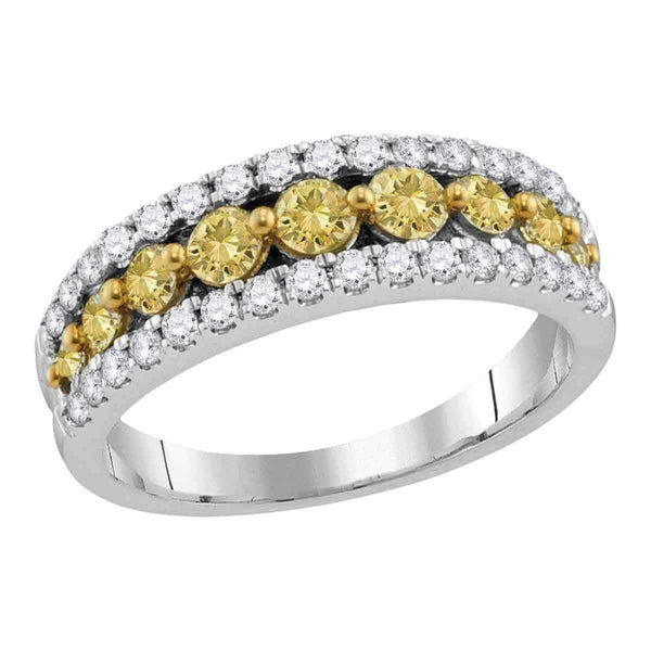 14kt White Gold Women's Round Yellow Diamond Band Ring 2-1/20 Cttw - FREE Shipping (US/CAN)-Gold & Diamond Bands-5-JadeMoghul Inc.