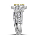 14kt White Gold Women's Round Yellow Diamond Bridal Wedding Engagement Ring Band Set 3.00 Cttw - FREE Shipping (US/CAN)-Gold & Diamond Wedding Ring Sets-JadeMoghul Inc.