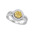 14kt White Gold Women's Round Yellow Diamond Cluster Bridal Wedding Engagement Ring 1-1/10 Cttw - FREE Shipping (US/CAN)-Gold & Diamond Engagement & Anniversary Rings-10-JadeMoghul Inc.