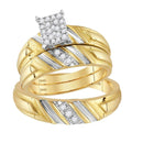 14kt Yellow Gold His & Hers Round Diamond Cluster Matching Bridal Wedding Ring Band Set 1/4 Cttw - FREE Shipping (US/CAN)-Wedding Jewelry-5-JadeMoghul Inc.