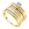 14kt Yellow Gold His & Hers Round Diamond Cluster Matching Bridal Wedding Ring Band Set 3/8 Cttw - FREE Shipping (US/CAN)-Gold & Diamond Trio Sets-5-JadeMoghul Inc.