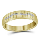 14kt Yellow Gold His & Hers Round Diamond Square Cluster Matching Bridal Wedding Ring Band Set 5/8 Cttw - FREE Shipping (US/CAN)-Gold & Diamond Trio Sets-8-JadeMoghul Inc.