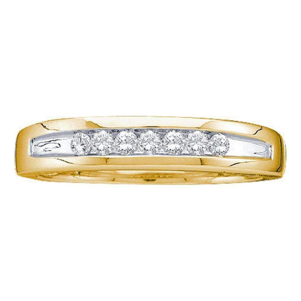 14kt Yellow Gold Mens Round Channel-set Diamond Two-tone Single Row Wedding Band 1/4 Cttw - FREE Shipping (US/CAN)-Gold & Diamond Wedding Jewelry-5-JadeMoghul Inc.