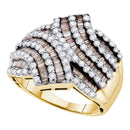 14kt Yellow Gold Women's Baguette Brown Color Enhanced Diamond Bypass Band Ring 1-3/4 Cttw - FREE Shipping (US/CAN)-Gold & Diamond Bands-5-JadeMoghul Inc.