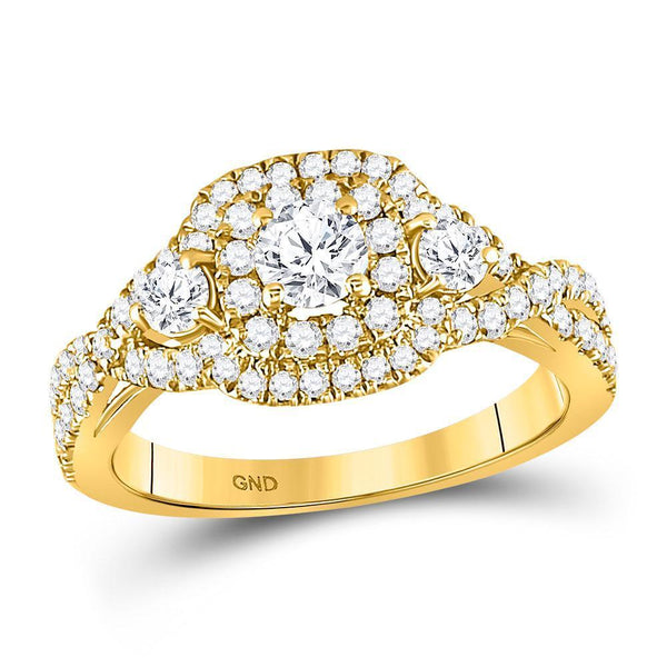 14kt Yellow Gold Women's Diamond 3-stone Twist Bridal or Engagement Ring 1.00 Cttw-Gold & Diamond Wedding Jewelry-JadeMoghul Inc.