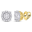 14kt Yellow Gold Women's Diamond Circle Cluster Earrings 1/4 Cttw-Gold & Diamond Earrings-JadeMoghul Inc.