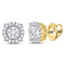 14kt Yellow Gold Women's Diamond Circle Cluster Earrings 1/4 Cttw-Gold & Diamond Earrings-JadeMoghul Inc.