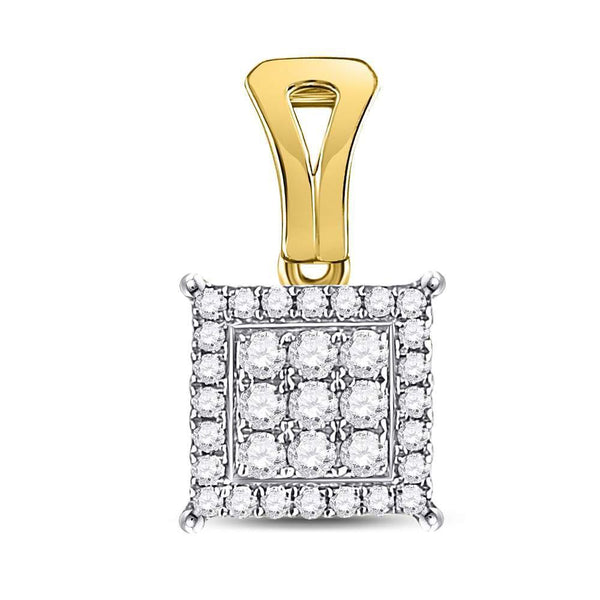 14kt Yellow Gold Women's Diamond Cluster Pendant 1/4 Cttw-Gold & Diamond Pendants & Necklaces-JadeMoghul Inc.