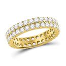 14kt Yellow Gold Women's Diamond Double Row Eternity Wedding Band 2.00 Cttw-Gold & Diamond Bands-JadeMoghul Inc.