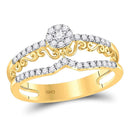14kt Yellow Gold Women's Diamond Flourished Band Ring-Rings And Bands-JadeMoghul Inc.