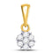 14kt Yellow Gold Women's Diamond Flower Cluster Pendant 1/10 Cttw-Gold & Diamond Pendants & Necklaces-JadeMoghul Inc.