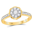 14kt Yellow Gold Women's Diamond Flower Cluster Ring-Rings And Bands-JadeMoghul Inc.