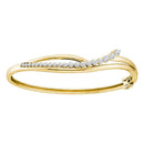 14kt Yellow Gold Women's Diamond Graduated Journey Bangle Bracelet 1.00 Cttw-Gold & Diamond Bracelets-JadeMoghul Inc.