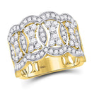 14kt Yellow Gold Women's Diamond Overlapping Ovals Fashion Ring 1-1/3 Cttw-Gold & Diamond Rings-JadeMoghul Inc.