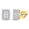 14kt Yellow Gold Women's Diamond Vertical Rectangle Cluster Earrings 1/2 Cttw-Gold & Diamond Earrings-JadeMoghul Inc.