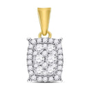 14kt Yellow Gold Women's Diamond Vertical Rectangle Cluster Pendant 1/4 Cttw-Gold & Diamond Pendants & Necklaces-JadeMoghul Inc.