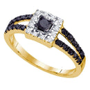 14kt Yellow Gold Women's Princess Black Color Enhanced Diamond Halo Bridal Wedding Engagement Ring 1/2 Cttw - FREE Shipping (US/CAN)-Gold & Diamond Engagement & Anniversary Rings-5.5-JadeMoghul Inc.