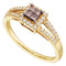 14kt Yellow Gold Womens Princess Cognac-brown Color Enhanced Diamond Split-shank Cluster Ring 1/3 Cttw-Gold & Diamond Fashion Rings-6-JadeMoghul Inc.