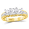 14kt Yellow Gold Women's Princess Diamond 3-stone Bridal or Engagement Ring 2.00 Cttw-Gold & Diamond Wedding Jewelry-JadeMoghul Inc.
