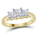 14kt Yellow Gold Women's Princess Diamond 3-stone Bridal Wedding Engagement Ring 1.00 Cttw - FREE Shipping (US/CAN)-Gold & Diamond Engagement & Anniversary Rings-5-JadeMoghul Inc.