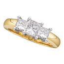 14kt Yellow Gold Womens Princess Diamond 3-stone Bridal Wedding Engagement Ring 1/4 Cttw - FREE Shipping (US/CAN)-Gold & Diamond Engagement & Anniversary Rings-8-JadeMoghul Inc.