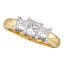 14kt Yellow Gold Women's Princess Diamond 3-stone Bridal Wedding Engagement Ring 3/4 Cttw - FREE Shipping (US/CAN)-Gold & Diamond Engagement & Anniversary Rings-5-JadeMoghul Inc.