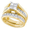14kt Yellow Gold Womens Princess Diamond Bridal Wedding Engagement Ring Band Set 1/2 Cttw-Gold & Diamond Wedding Ring Sets-7-JadeMoghul Inc.