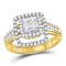 14kt Yellow Gold Women's Princess Diamond Cluster Bridal or Engagement Ring 1.00 Cttw-Gold & Diamond Wedding Jewelry-JadeMoghul Inc.