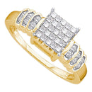 14kt Yellow Gold Women's Princess Diamond Cluster Bridal Wedding Engagement Ring 1-3 Cttw - FREE Shipping (US/CAN)-Gold & Diamond Engagement & Anniversary Rings-JadeMoghul Inc.