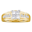 14kt Yellow Gold Women's Princess Diamond Cluster Bridal Wedding Engagement Ring 1.00 Cttw - FREE Shipping (US/CAN)-Gold & Diamond Engagement & Anniversary Rings-5-JadeMoghul Inc.