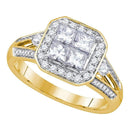 14kt Yellow Gold Women's Princess Diamond Cluster Bridal Wedding Engagement Ring 1.00 Cttw - FREE Shipping (US/CAN)-Wedding Jewelry-5-JadeMoghul Inc.