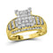 14kt Yellow Gold Womens Princess Diamond Cluster Bridal Wedding Engagement Ring 2.00 Cttw - FREE Shipping (US/CAN) - Size 6-Gold & Diamond Engagement & Anniversary Rings-JadeMoghul Inc.