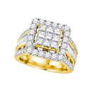 14kt Yellow Gold Women's Princess Diamond Cluster Bridal Wedding Engagement Ring 3.00 Cttw - FREE Shipping (US/CAN)-Gold & Diamond Engagement & Anniversary Rings-5-JadeMoghul Inc.