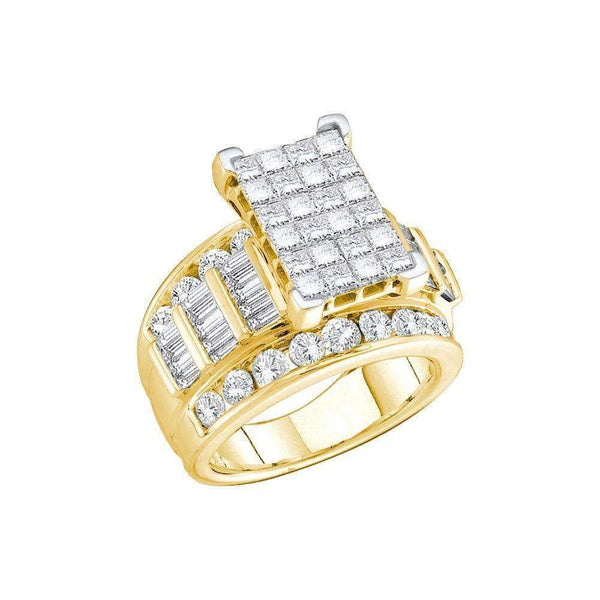 14kt Yellow Gold Women's Princess Diamond Cluster Bridal Wedding Engagement Ring 3.00 Cttw - FREE Shipping (US/CAN) - Size 8-Gold & Diamond Engagement & Anniversary Rings-JadeMoghul Inc.